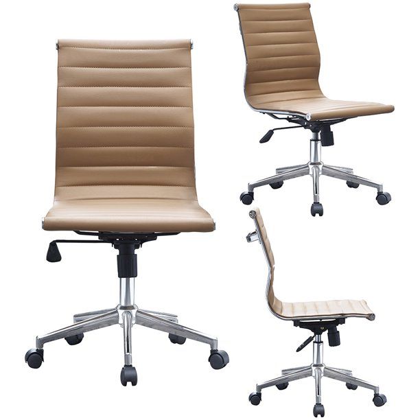 Tan Modern Mid-Back Office Chair