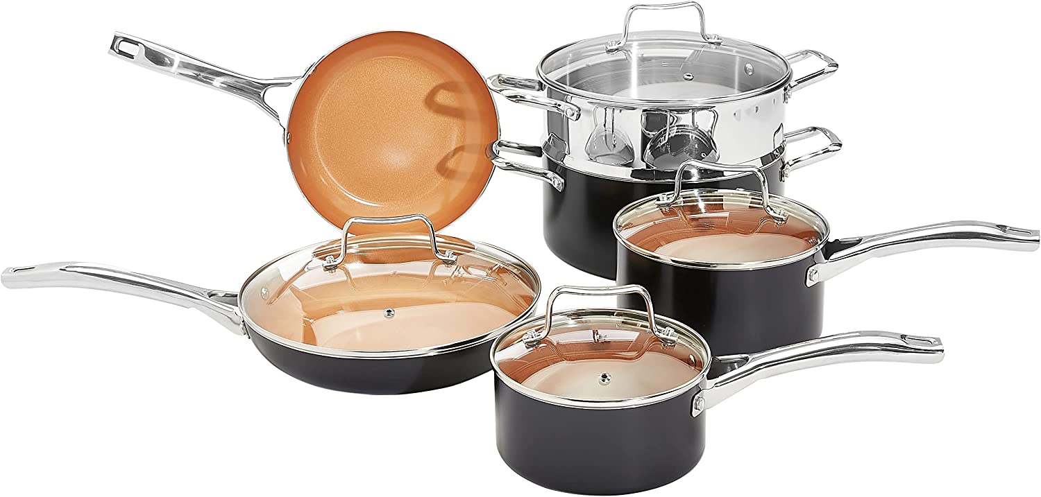 Amazon Basics Ceramic Nonstick Pots and Pans Cookware Set
