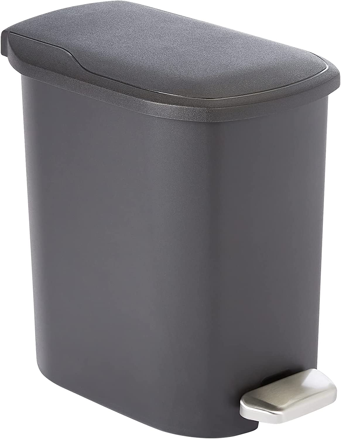 Amazon Basics Compact Bathroom Plastic Rectangular Trash Can