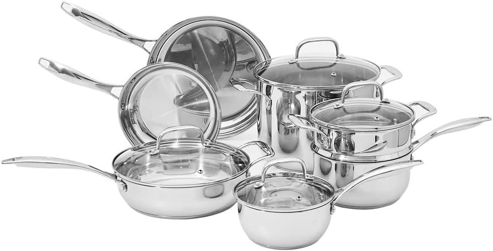 Amazon Basics Stainless Steel 11-Piece Cookware Set