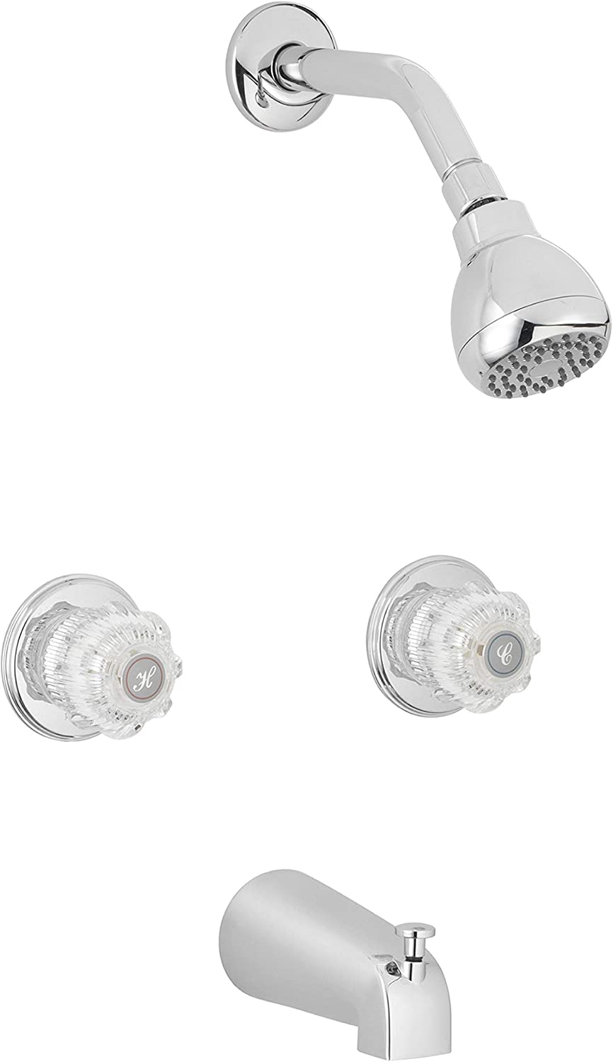 Aqua Vista 10SHO1H-CH-AV Acrylic Knobs Tub and Shower Faucet Trim Kit