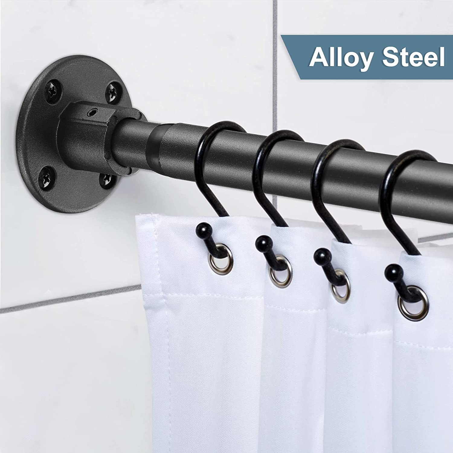 Sturdy and Adjustable Black Shower Curtain Rod