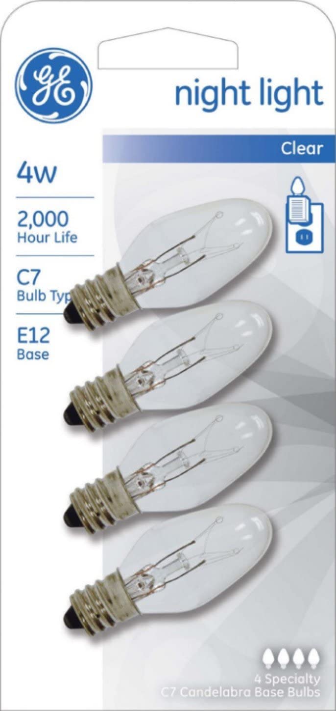 The GE Night Light Bulb Standard, 4 Watt, Clear 4 ea (Pack of 2)